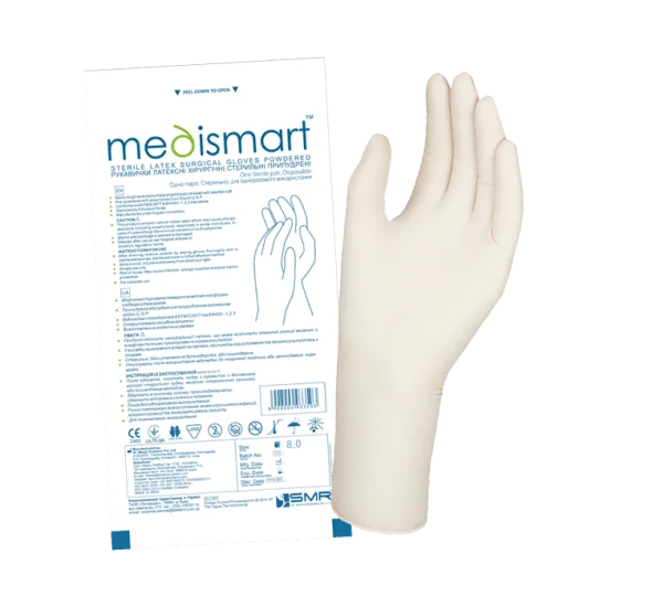 Рукавички хірургічні латексні стерильні припудрені, (розмір 6,0)